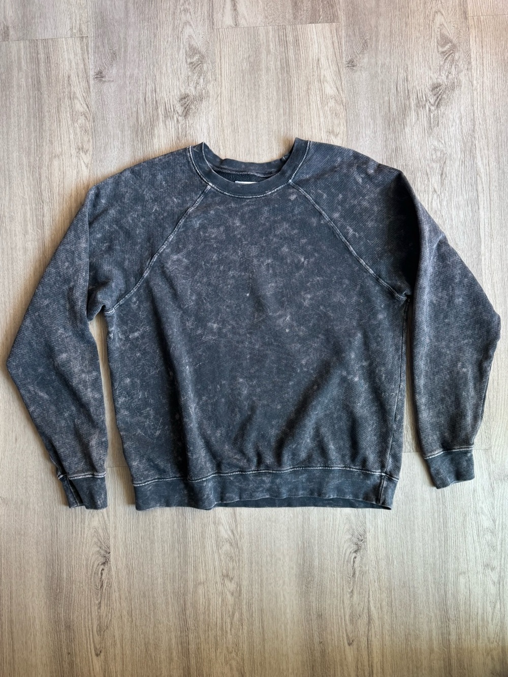 Lauren Moshi Grey Acid Wash Distressed Style Grunge Soft Crewneck Sweatshirt Med